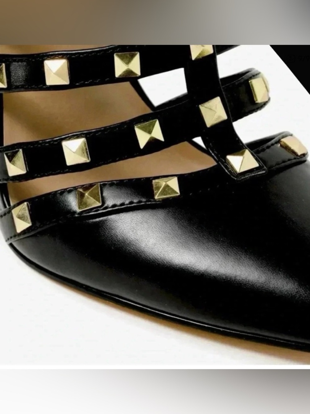 MIX No.6 Danela Black Leather Studded Embellished Stiletto Heel Pumps Size 7.5 - Picture 6 of 9